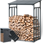 h4h378.2_cover_1 Kaminholzunterstand M Metall anthrazit mit Sonnenblende (1,4 RM / 2 SRM)