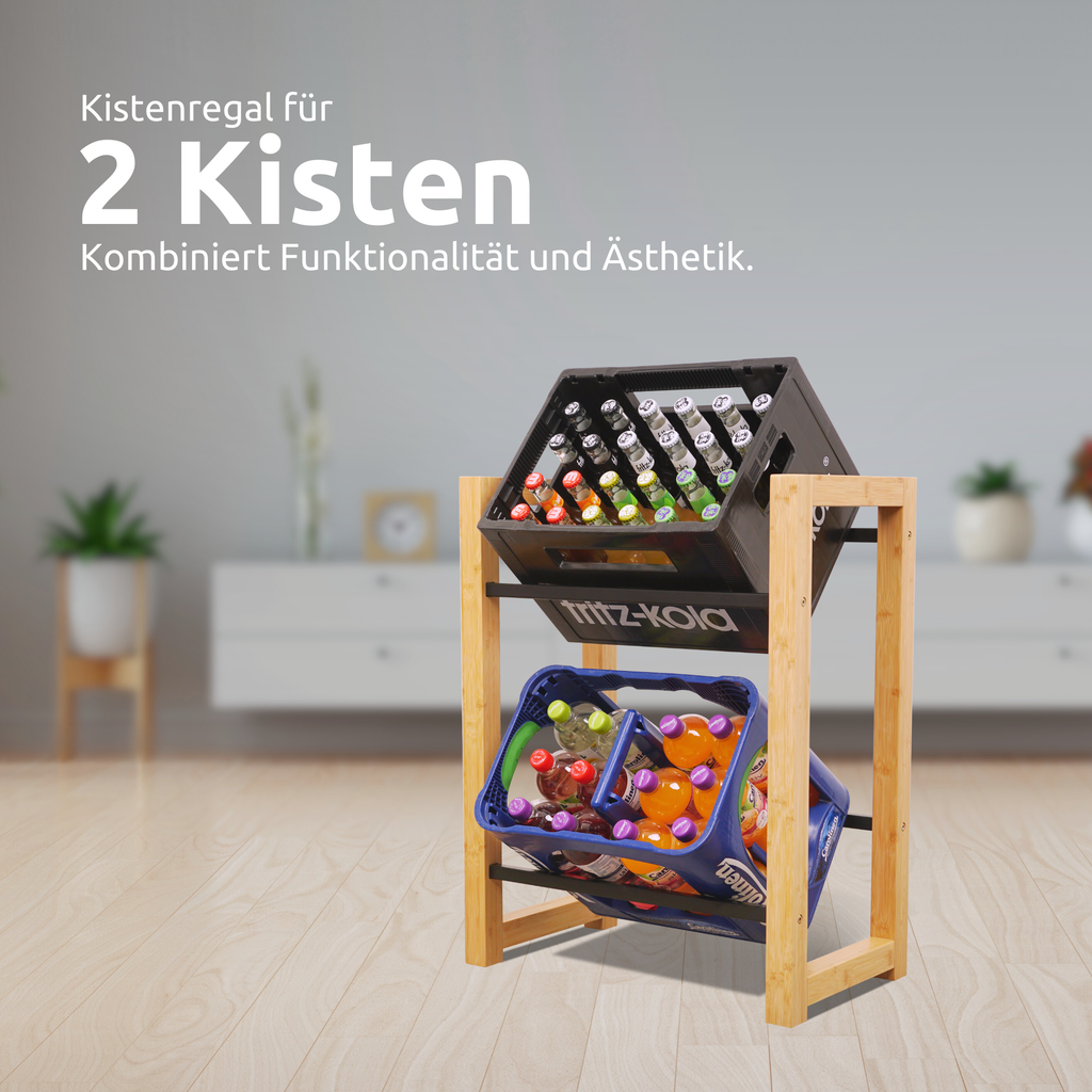 Getränkekistenregal Bambus - 2 Kisten