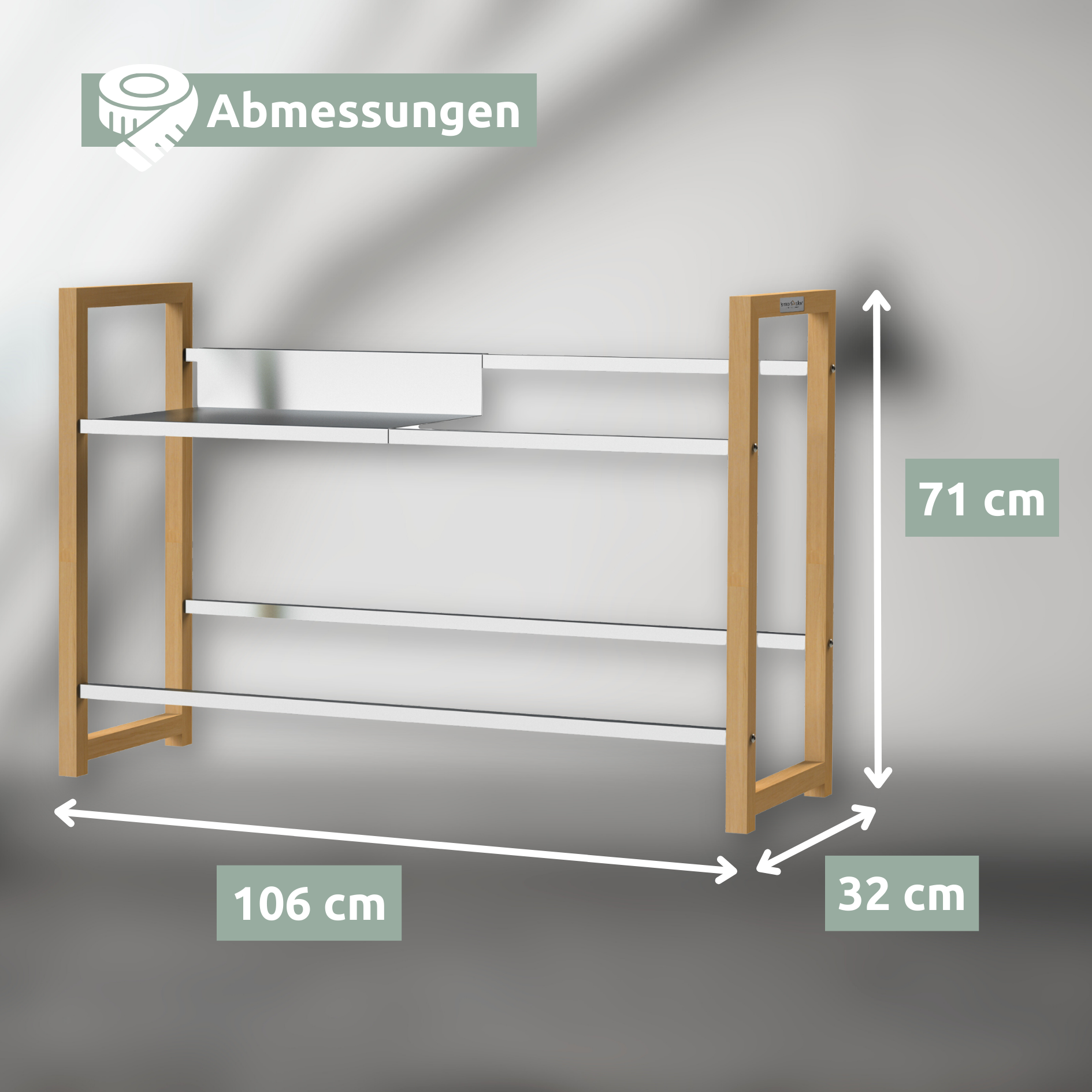Getränkekistenregal aus Holz I Silber2 Kisten