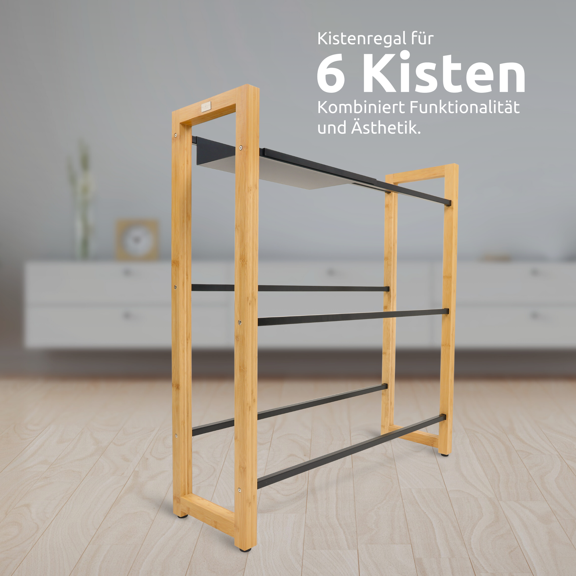 Getränkekistenregal Bambus - 6 Kisten
