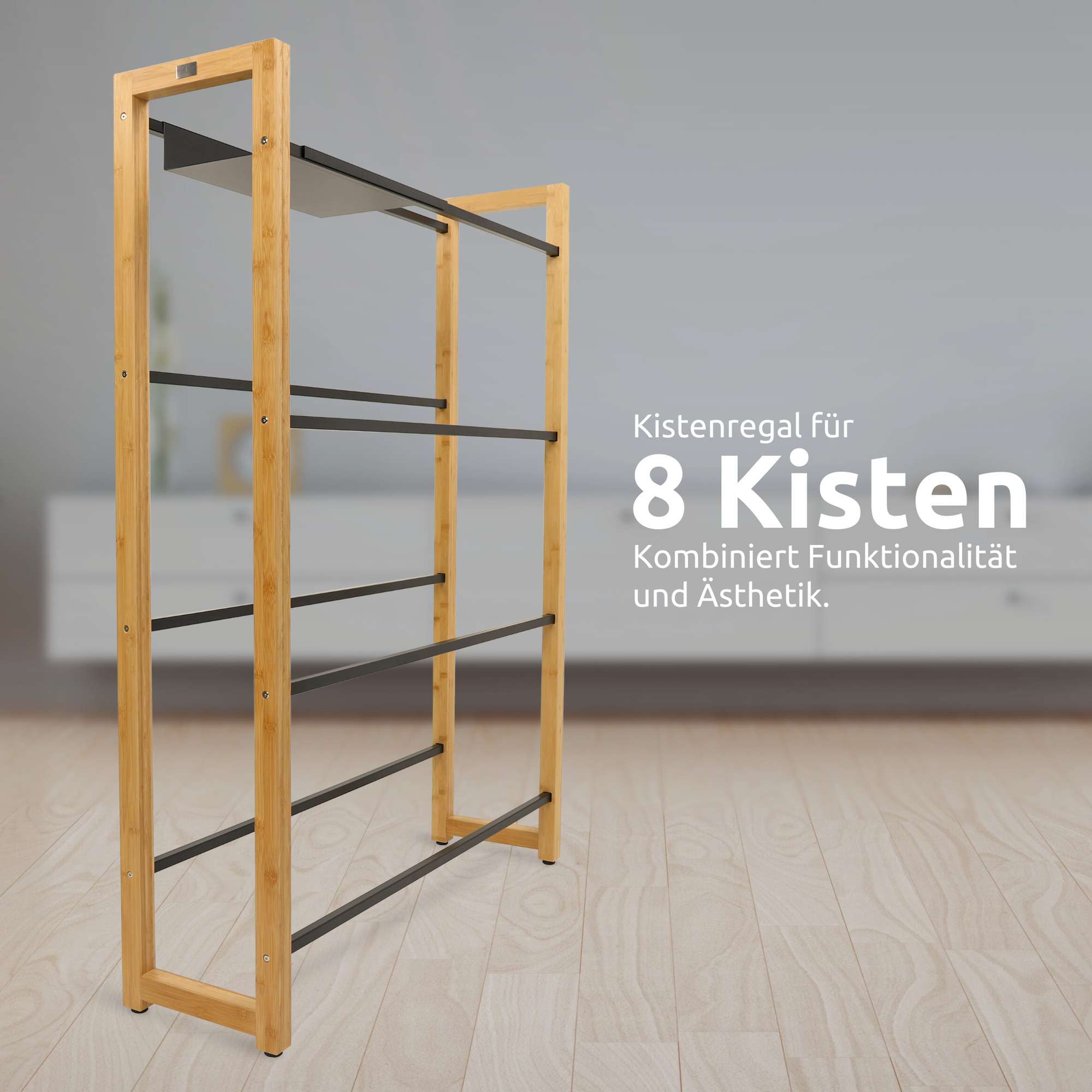 Getränkekistenregal Bambus - 8 Kisten