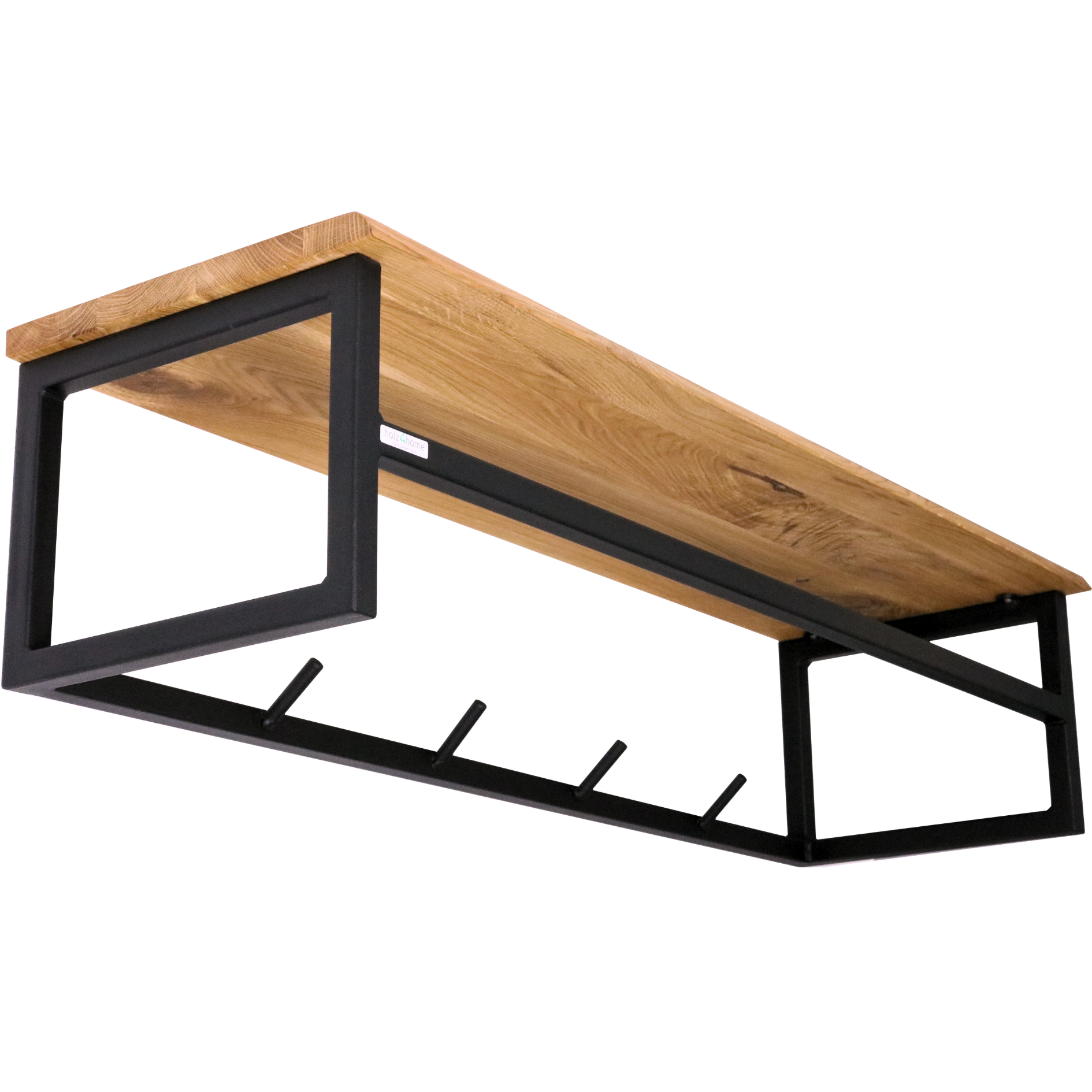 Wandgarderobe mit Ablage aus Eiche und Metall - Kleidergarderobe Flurmit Baumkante