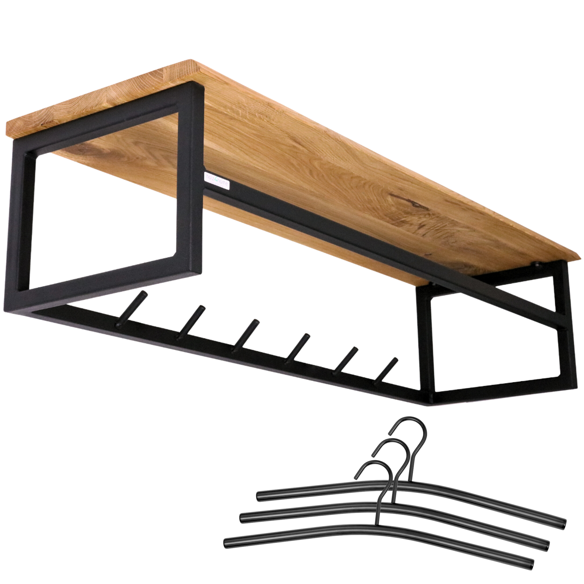 Wandgarderobe mit Ablage aus Eiche und Metall - Kleidergarderobe Flurmit Baumkante