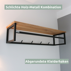 Wandgarderobe mit Ablage aus Eiche und Metall - Kleidergarderobe Flurmit Baumkante