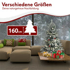 kalb | Künstlicher Weihnachtsbaum, Größe 130-220 cm, PE/PVC Kombination, Realistische Optik, Inklusive Lichterkette mit LED, Schnee-Effekt, Einfacher Aufbau, Wiederverwendbar 160cm