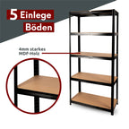 Schwerlastregal 90x40x180cm I belastbar bis 875kg I 5 Ablagen + Haken Silber