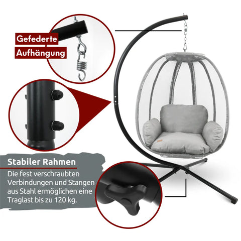 Hängesessel mit Gestell I Indoor & Outdoor inkl. Kuscheldecke