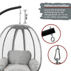 Hängesessel mit Gestell I Indoor & Outdoor inkl. Kuscheldecke Hellgrau