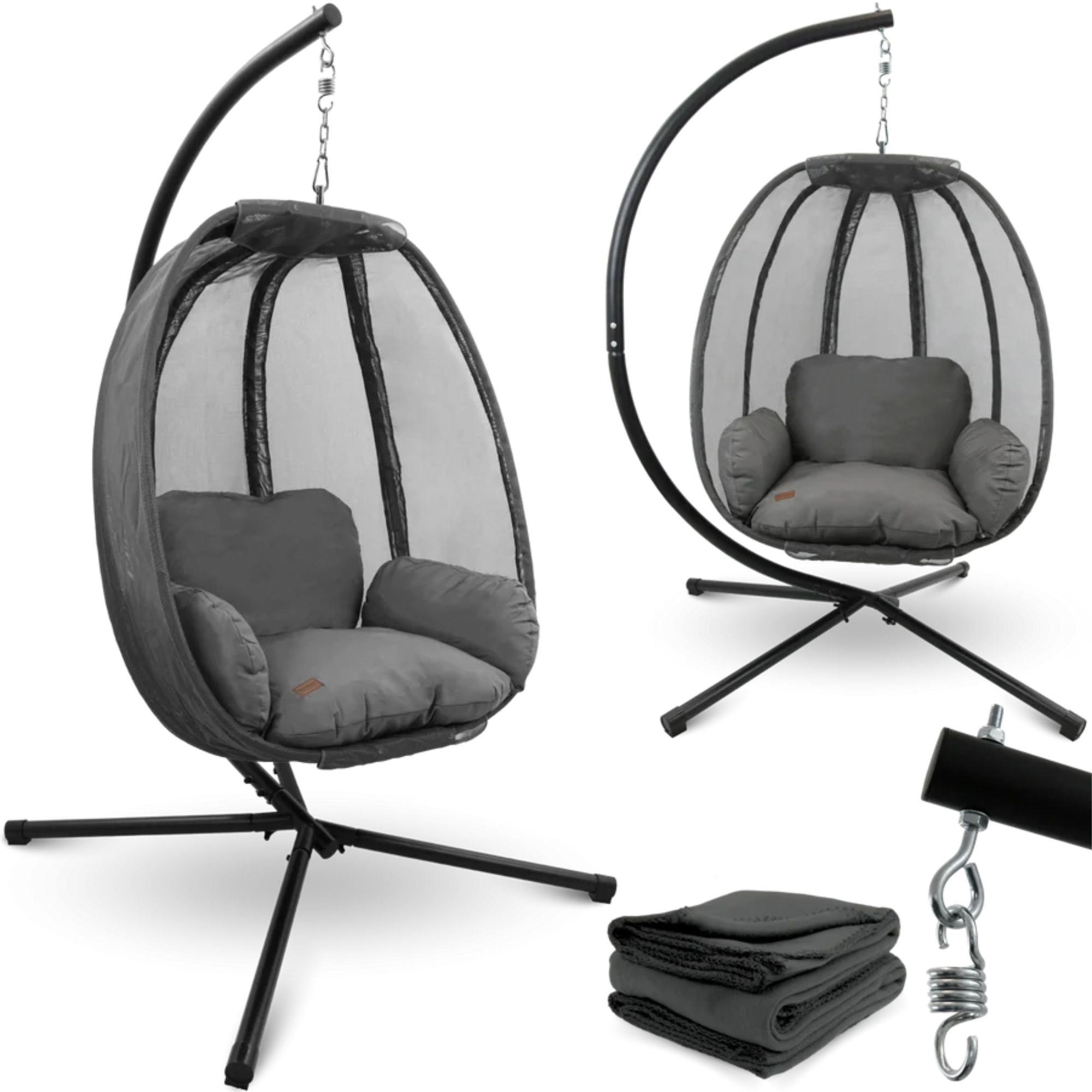 Hängesessel mit Gestell I Indoor & Outdoor inkl. Kuscheldecke