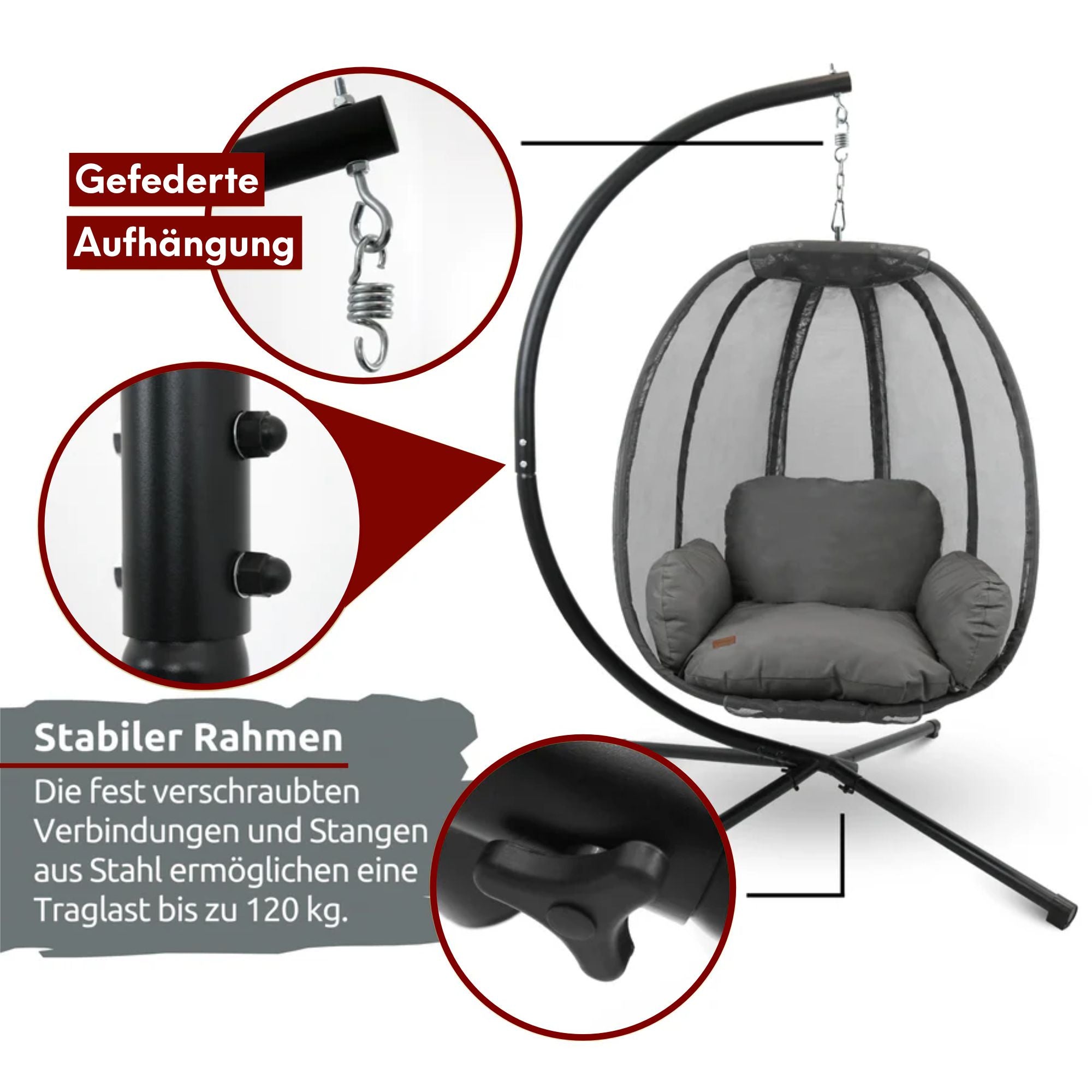 Hängesessel mit Gestell I Indoor & Outdoor inkl. Kuscheldecke