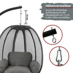 Hängesessel mit Gestell I Indoor & Outdoor inkl. Kuscheldecke Hellgrau