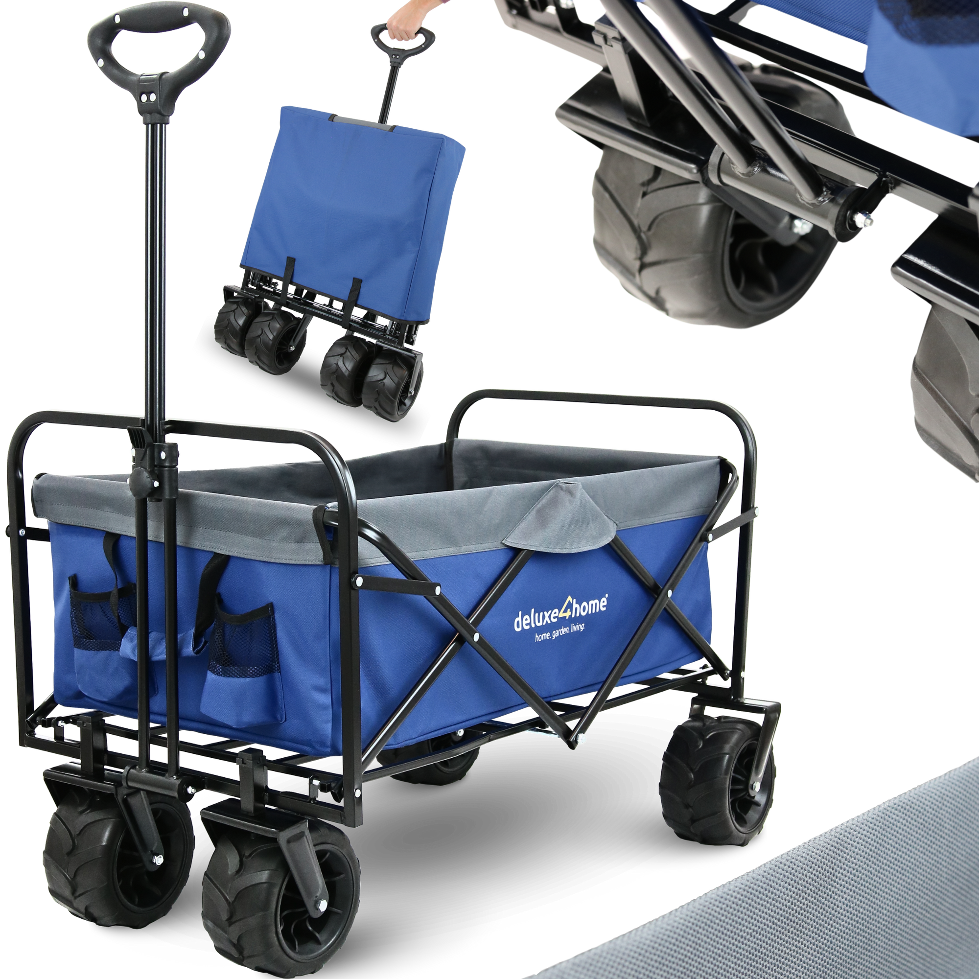 Bollerwagen mit breiten ReifenBlau/Grau