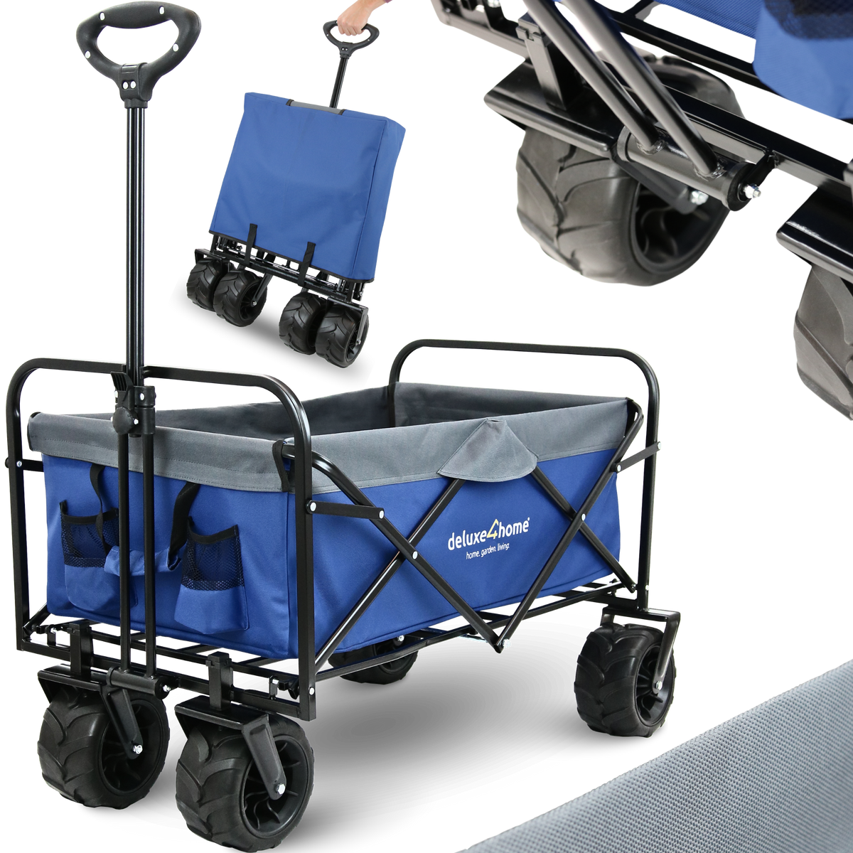 Bollerwagen mit breiten ReifenBlau/Grau