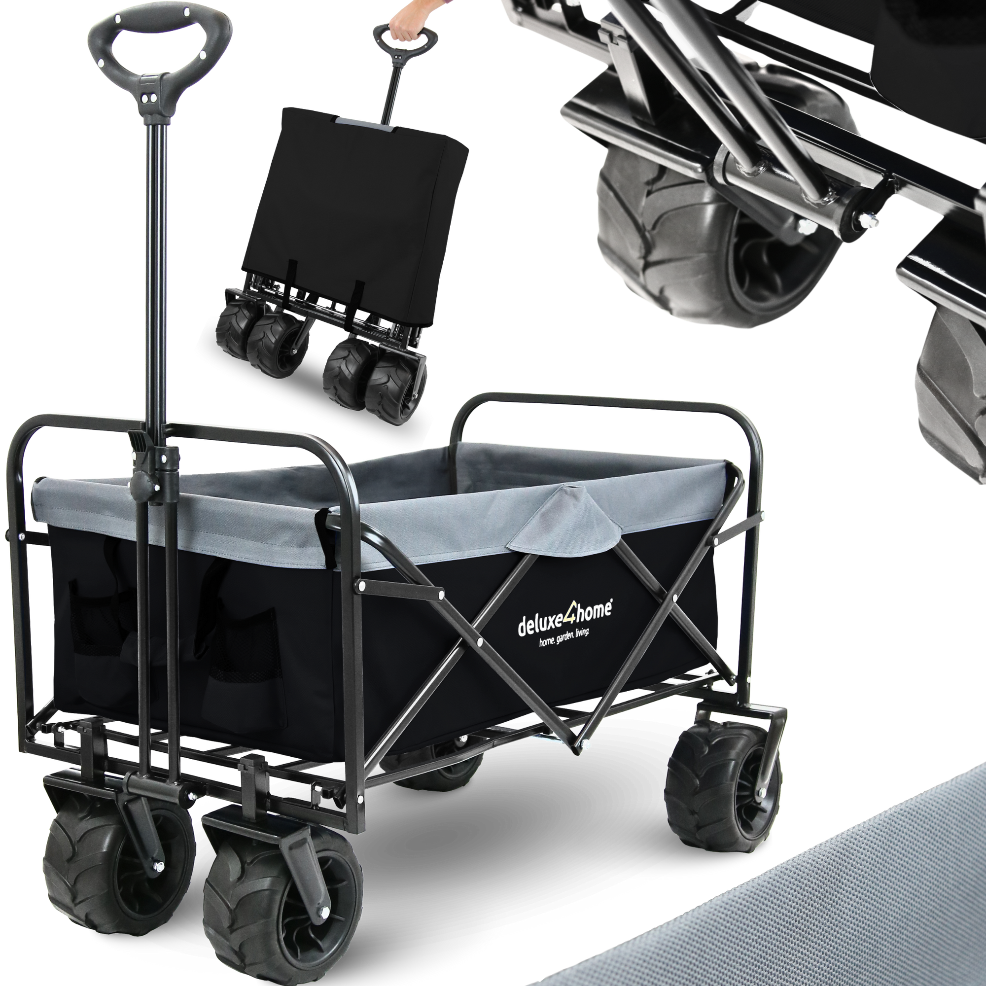 Bollerwagen mit breiten ReifenSchwarz/Grau