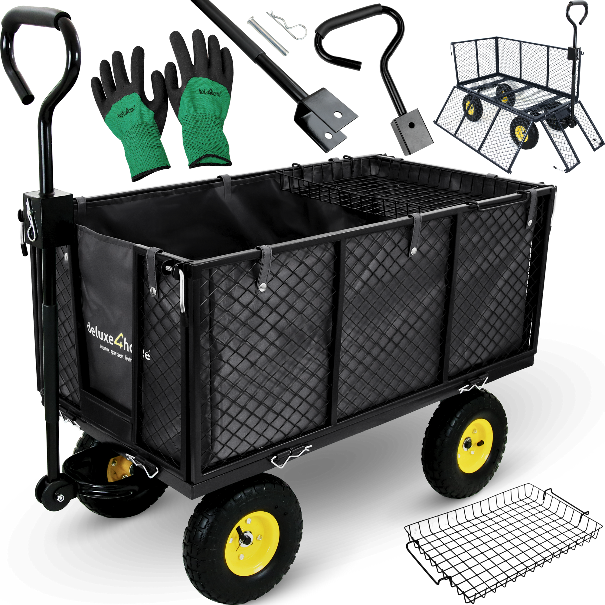 Bollerwagen | Transportwagen inkl. HandschuheSchwarz
