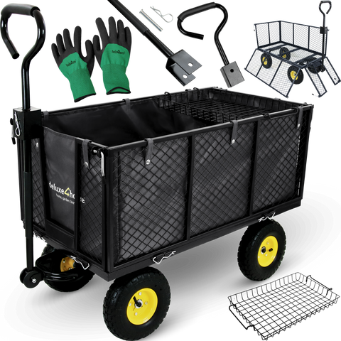 Bollerwagen | Transportwagen inkl. HandschuheSchwarz