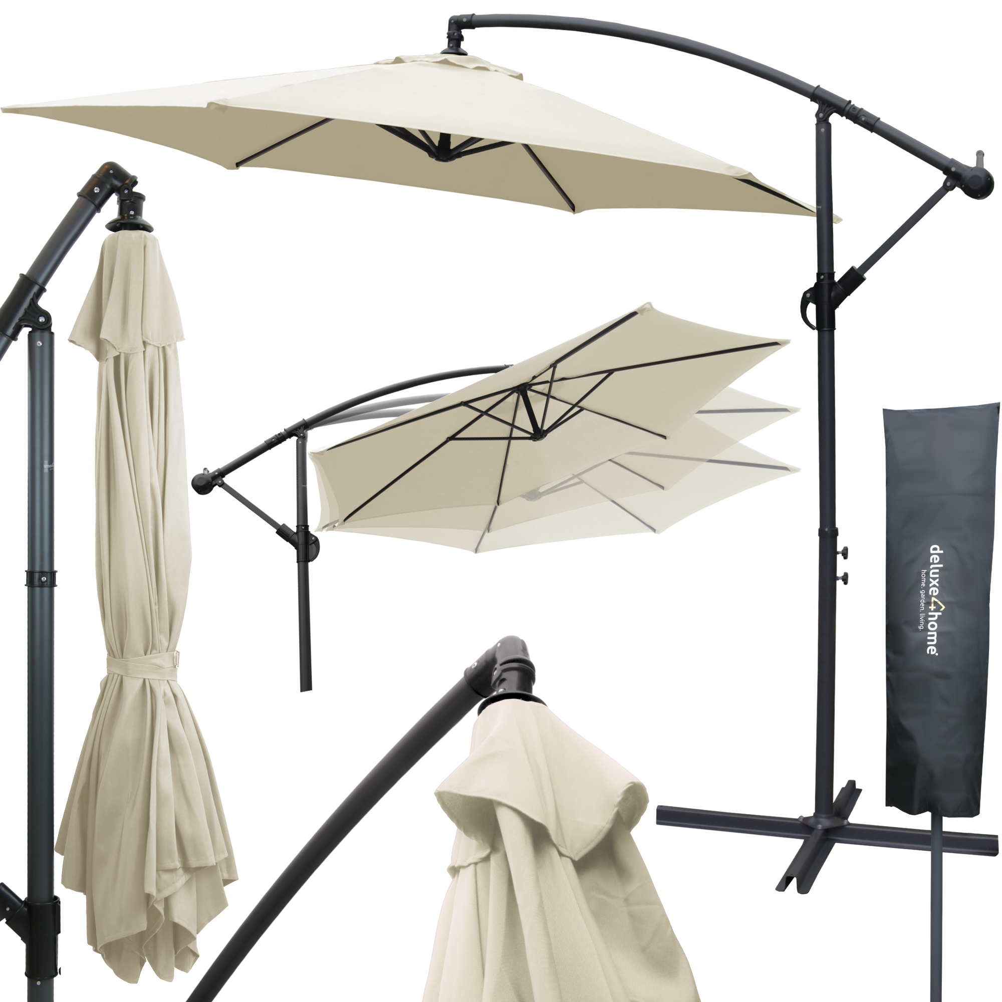 Sonnenschirm Ampelschirm mit Ständer Durchmesser 270cmCreme