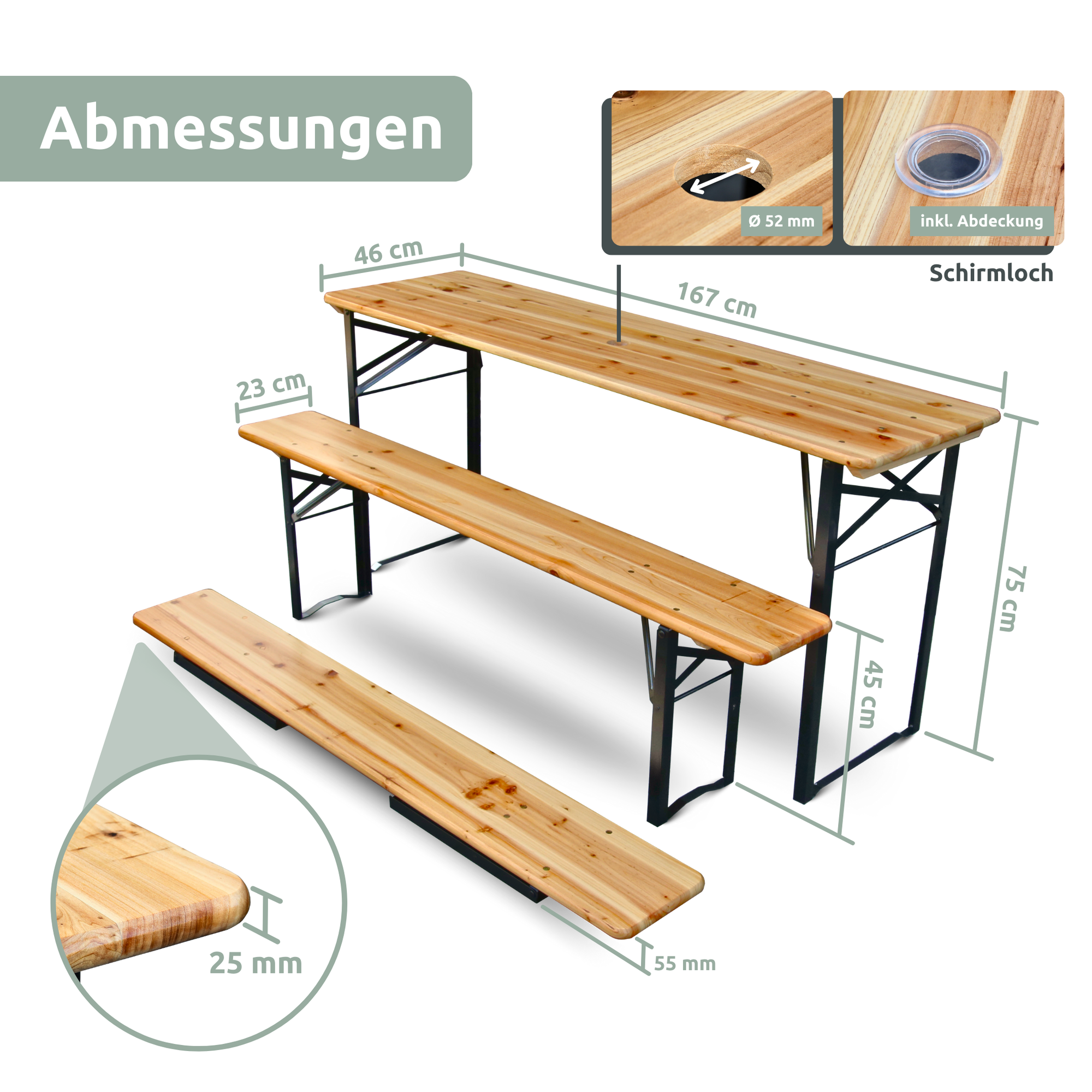 Bierzeltgarnitur - mehrteilig & klappbarHoehenverstellbar