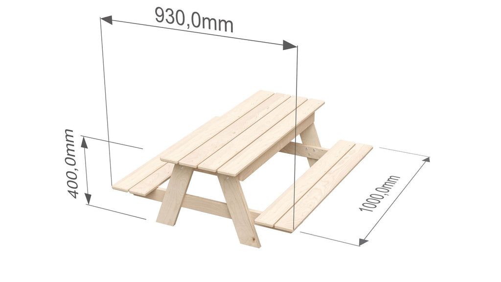 kalb | Kinder Picknicktisch Waldsee 100 x  40 x 93 x cm Gartenmöbel Bank & Tisch Massiv Echtholz KIDS