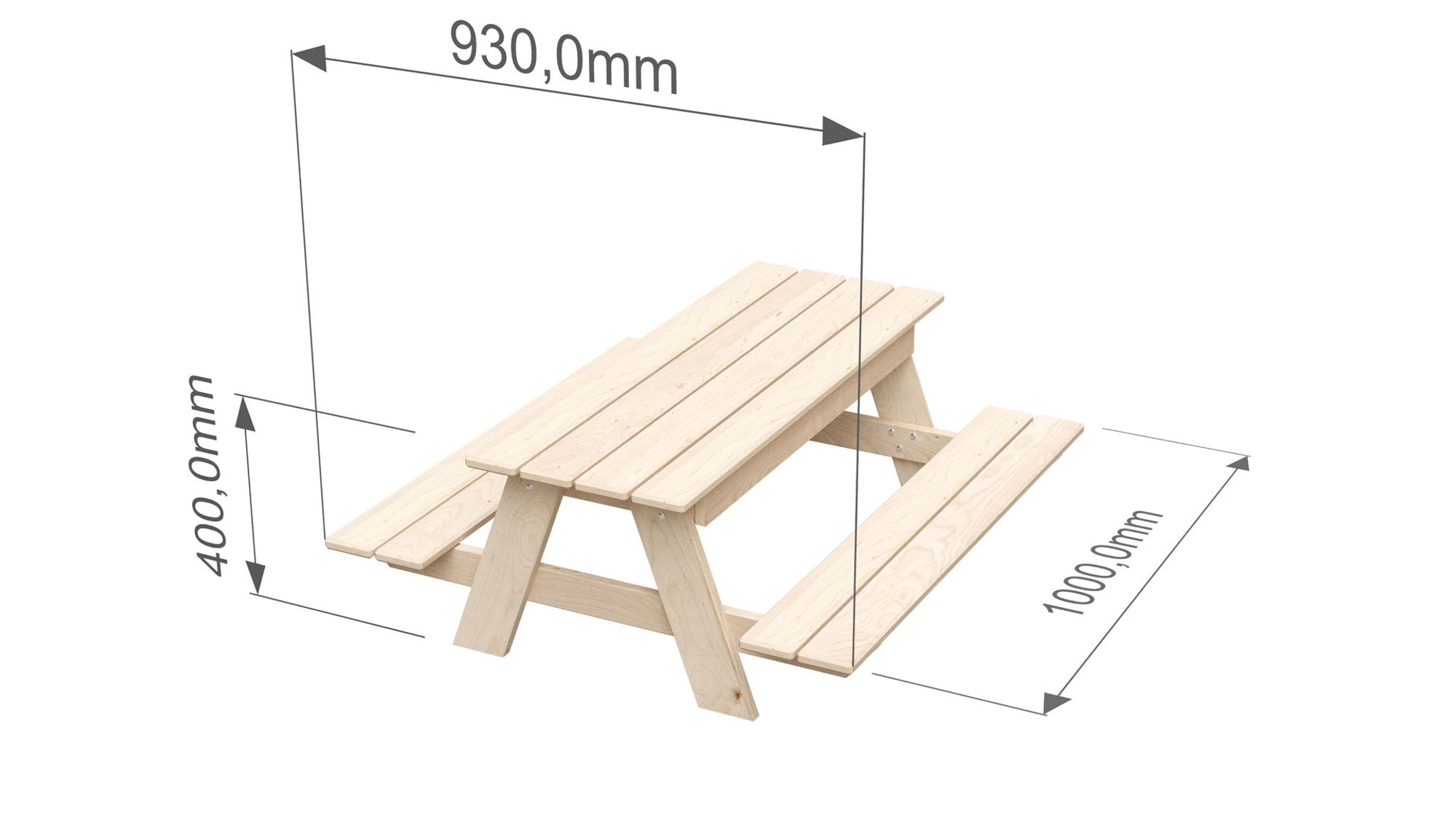 kalb | Kinder Picknicktisch Waldsee 100 x  40 x 93 x cm Gartenmöbel Bank & Tisch Massiv Echtholz KIDS