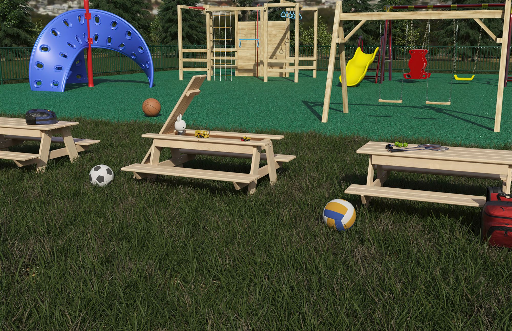 kalb | Kinder Picknicktisch Waldsee 100 x  40 x 93 x cm Gartenmöbel Bank & Tisch Massiv Echtholz KIDS