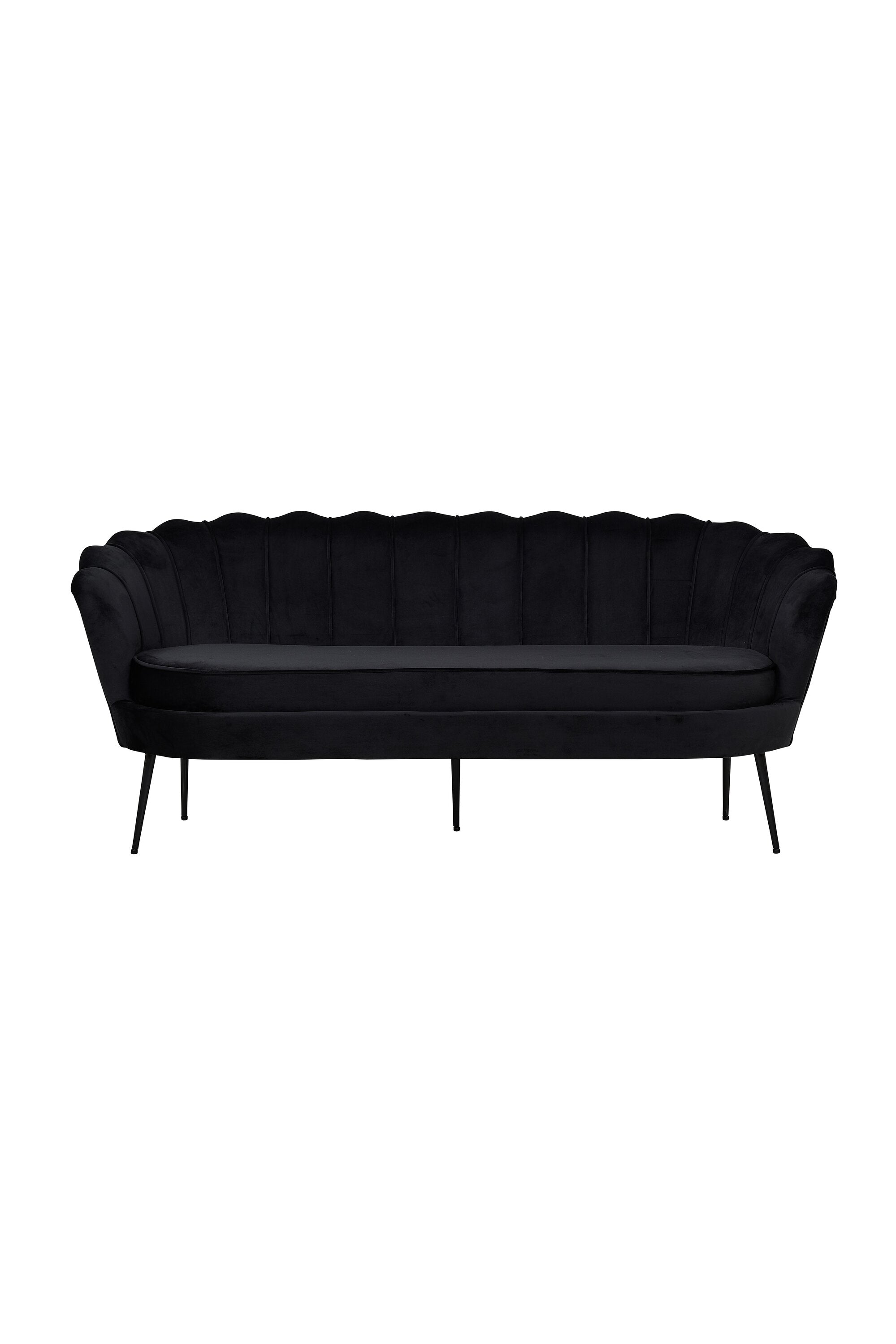 s_15015-888__1 Calais 3 Sitz Sofa 3 Sitzer Sofa Schwarz 78 x 79 x 180 Schaumstoff,Sperrholz,Polyester-Samt,Stahl