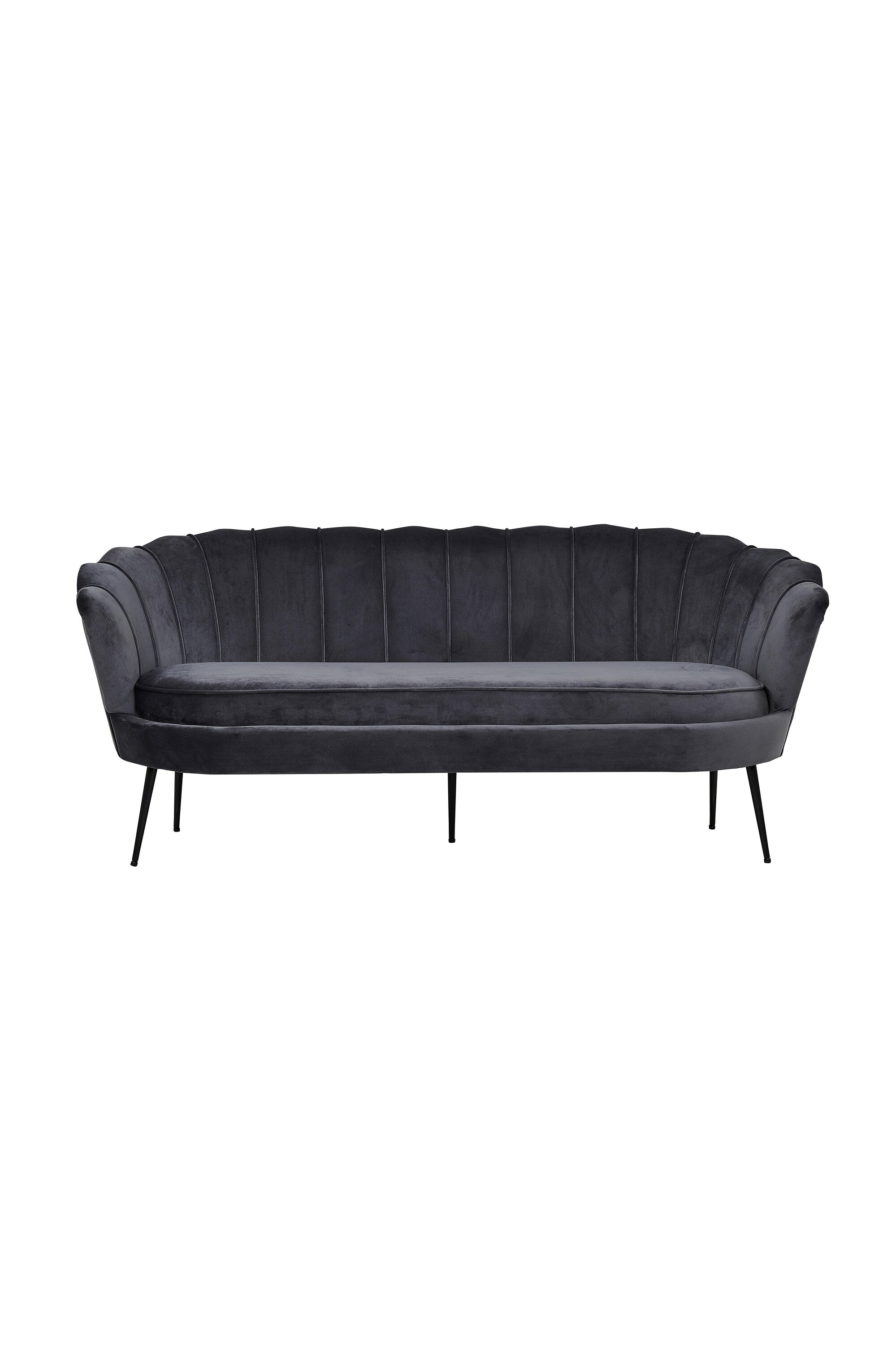 s_15015-955__1 Calais 3 Sitz Sofa 3 Sitzer Sofa Schwarz,Dunkelgrau 78 x 79 x 180 Schaumstoff,Sperrholz,Polyester-Samt,Stahl