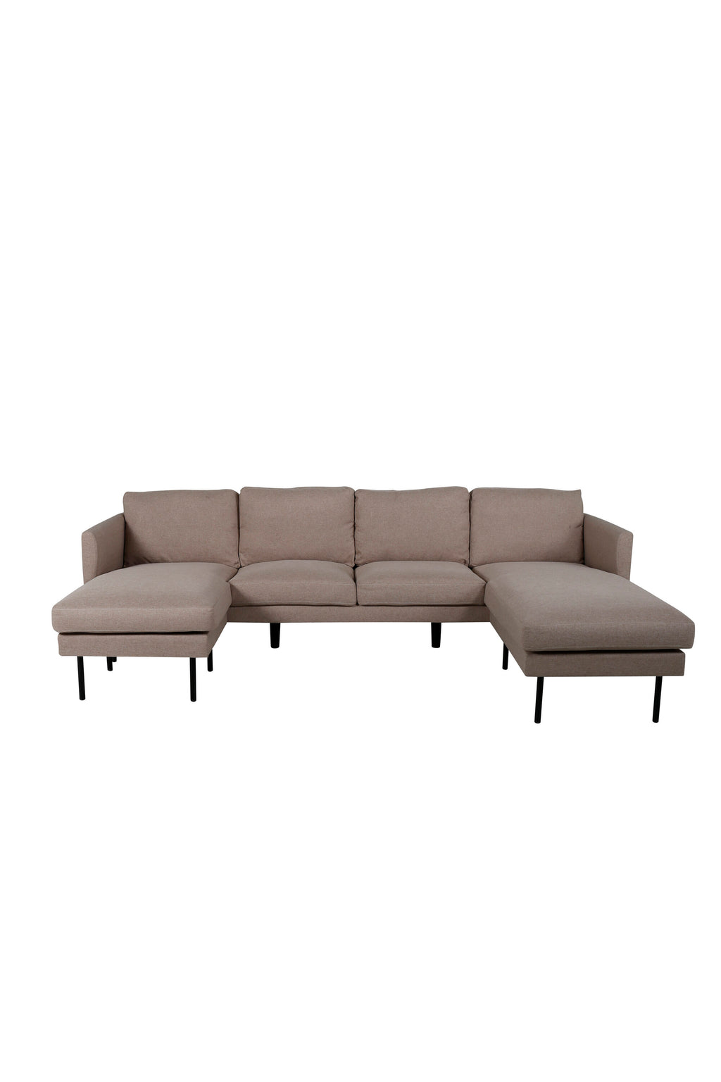 s_15559-657__1 Zoom Chaise Sofa Sofa Mit Chaiselongue Beige,Schwarz 154 x 80 x 260 Schaumstoff,Sperrholz,Polyester,Stahl
