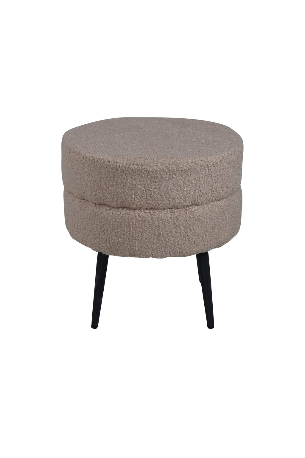 s_15577-403__1 Pot Pouf Sitzpouf Beige,Schwarz ⌀40 Polyester Teddy,Stahl