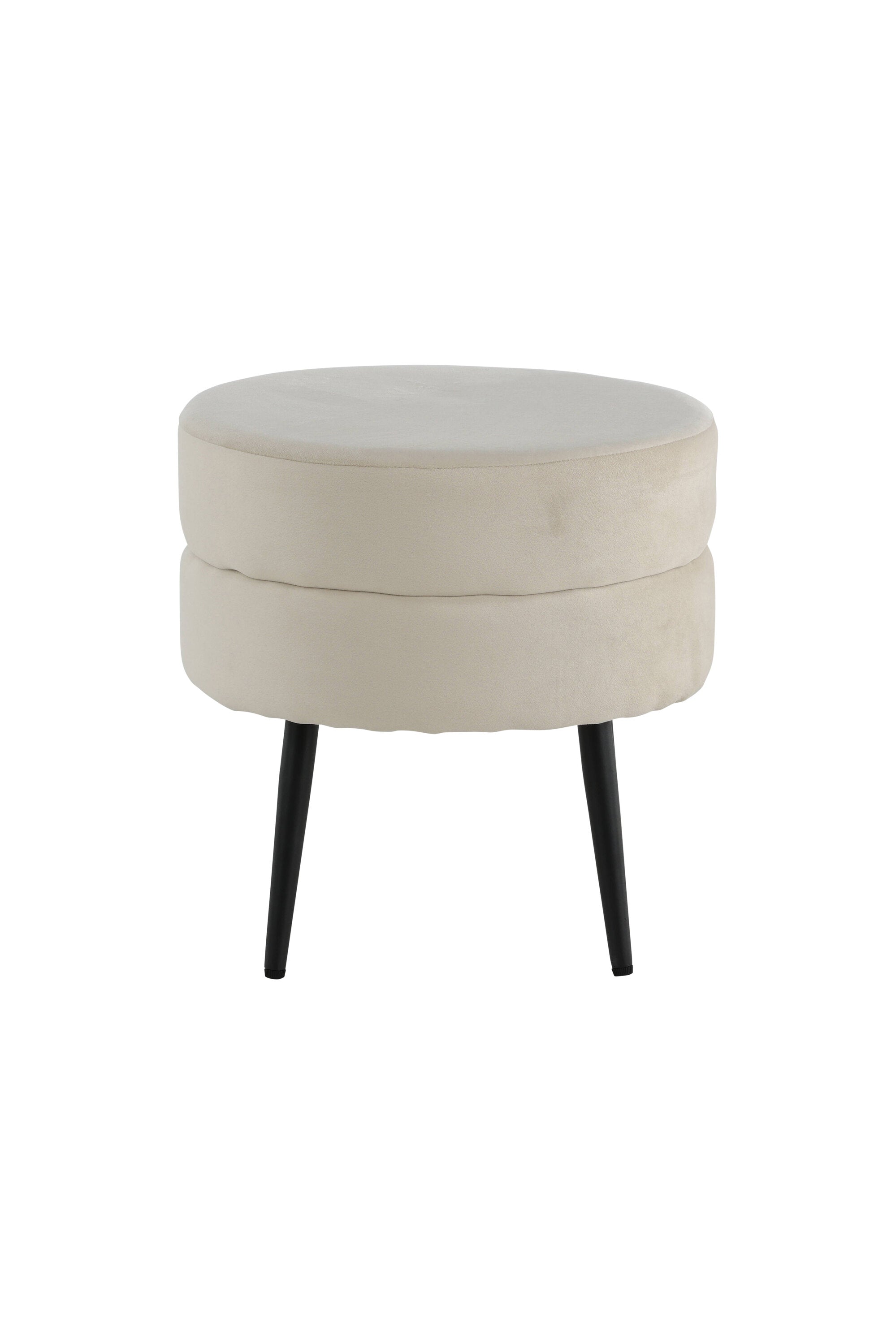 s_15577-880_1 Pot Pouf Sitzpouf Schwarz,Hellbeige ⌀40 Polyester Teddy,Polyester Samt,Stahl