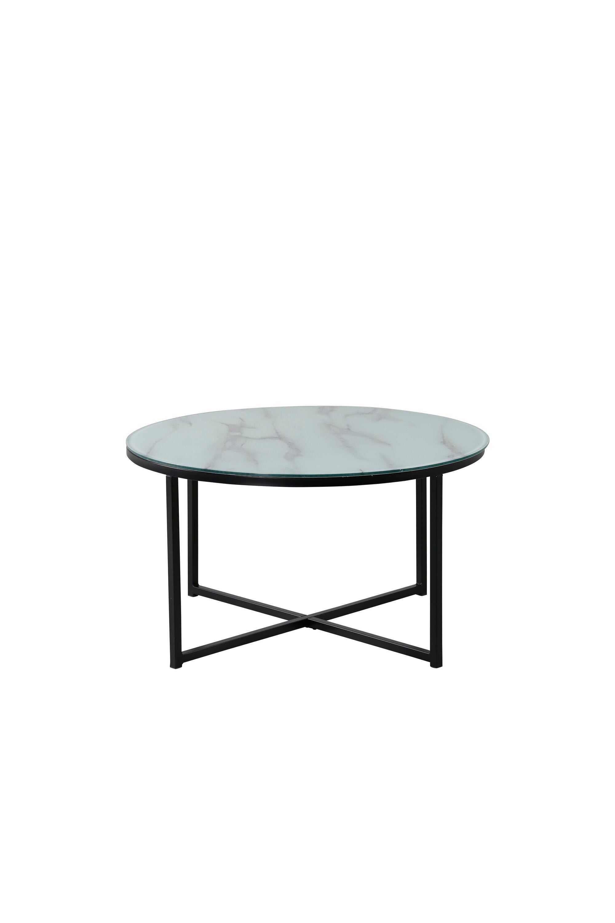 s_29906-328__1 Rock Table Couchtisch Schwarz,Weiß ⌀80 Glas,Marmor,Stahl