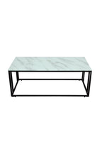 s_29915-328_1 Rock Table Couchtisch Schwarz,Weiß 120 x 60 Glas,Marmor,Stahl