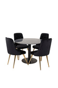 s_gr19360__1 Estelle Essgruppe rund mit Marmortisch Ø 106 cm und 4 Velvet Stühlen schwarz Default Title