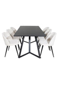 s_gr20220__1 Marina rechteckiges 7 teiliges Essgruppen Set mit dunklem Tisch 180 x 90 cm und 6 beigen Esszimmerstühlen Default Title
