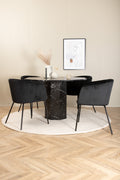 s_gr22352__10 Marbs rundes 5 teiliges Essgruppen Set mit schwarzem Tisch in Marmoroptik Ø 110 cm und 4 schwarzen Berit Samtstühlen Default Title