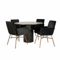 s_gr22353__10 Marbs Essgruppe 5 teilig mit schwarzem Marmortisch Ø 110 cm und 4 schwarzen Samtstühlen mit goldfarbenen Beinen Default Title