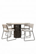 s_gr22355__10 Marbs rundes 5 teiliges Essgruppen Set mit schwarzem Tisch in Marmoroptik Ø 110 cm und 4 grauen Kenth Samtstühlen Default Title