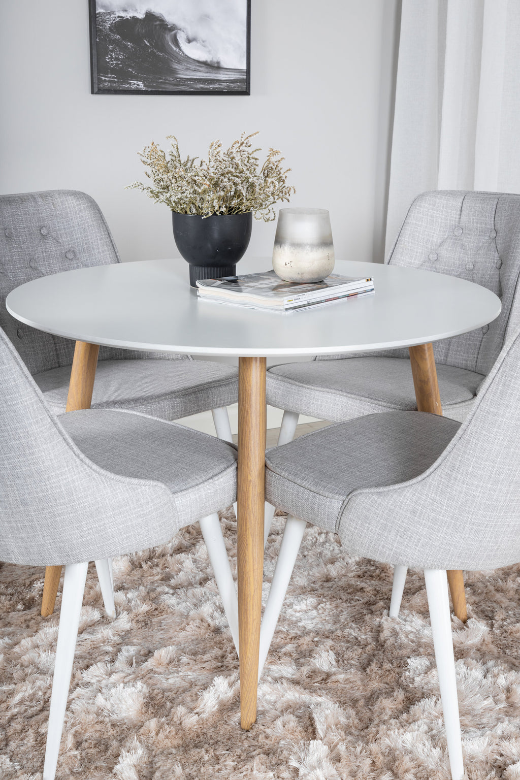 s_gr24077__13 Esszimmer Set Plaza Mit Stühlen Velvet Deluxe Rundes Essgruppen Set