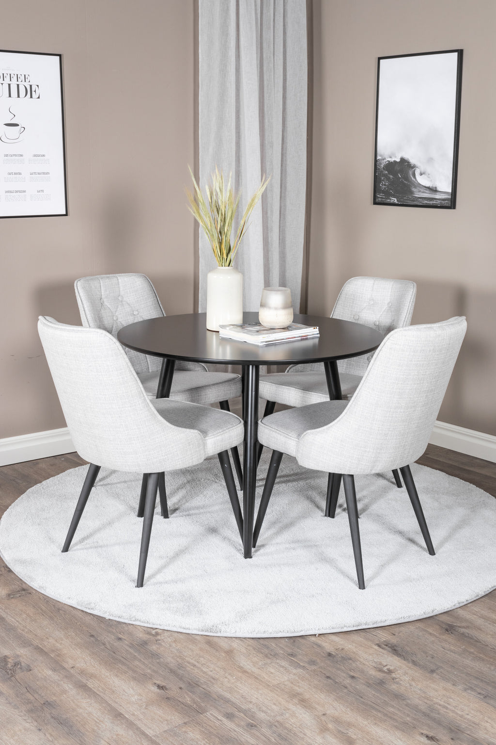 s_gr24122__10 Esszimmer Set Plaza Mit Stühlen Velvet Deluxe Rundes Essgruppen Set