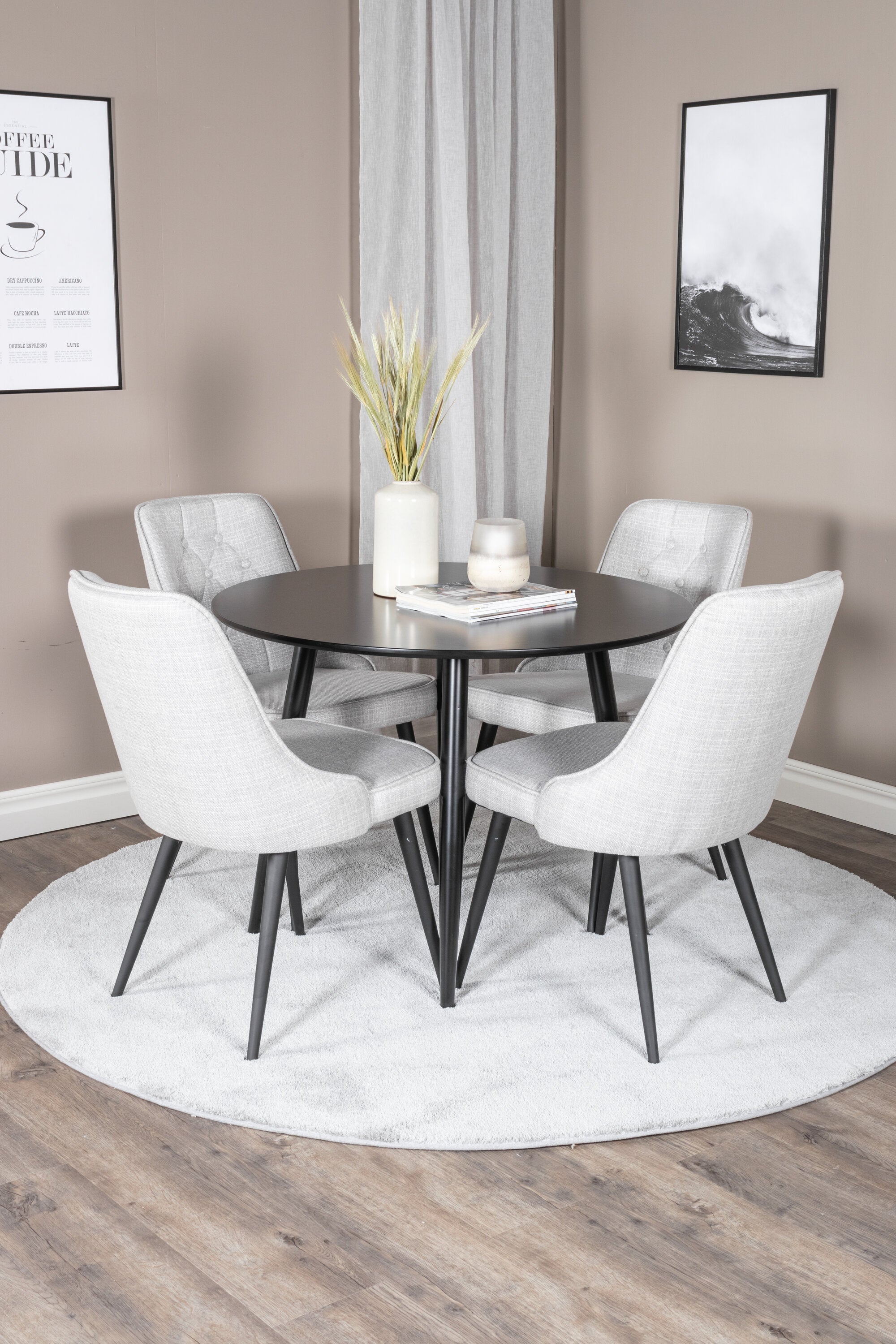 s_gr24122__10 Esszimmer Set Plaza Mit Stühlen Velvet Deluxe Rundes Essgruppen Set