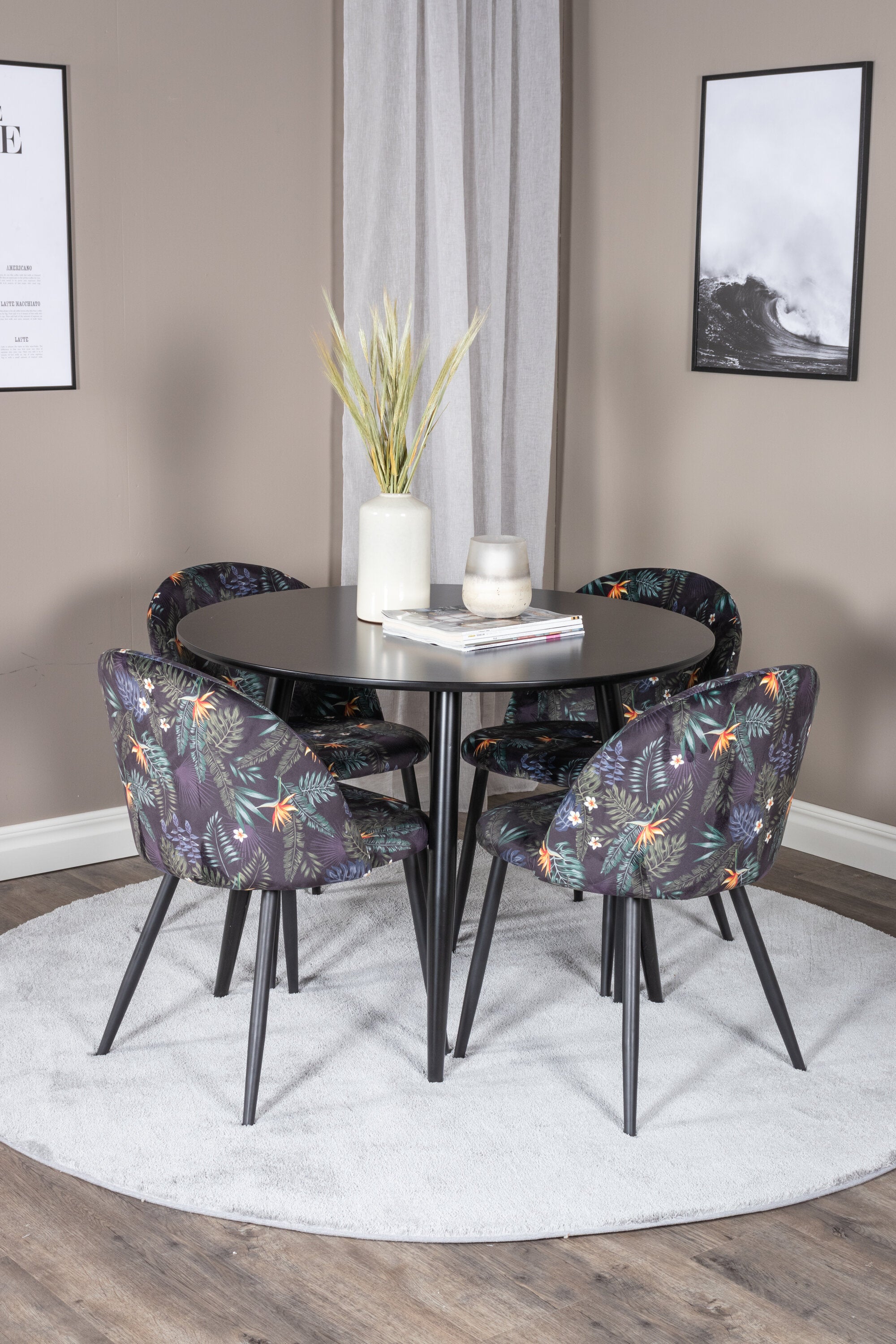 s_gr24123__10 Esszimmer Set Plaza Mit Velvet Stühlen Rundes Essgruppen Set