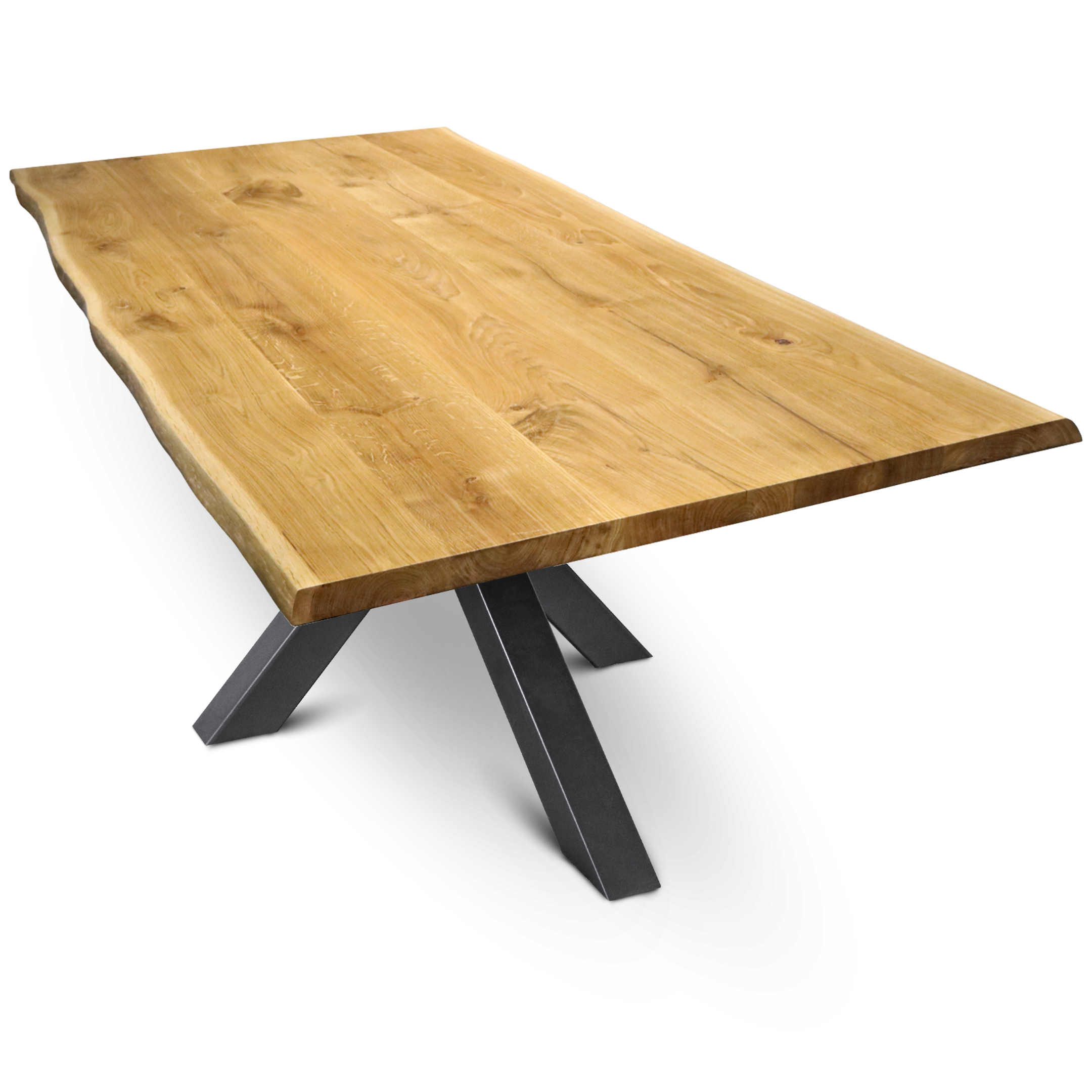 tischplatte_mit_bk_hora_spider_104caa0d-e601-458f-8561-1fb6176e8a1e Massivholztisch Eiche, 4cm massive Tischplatte, geölt, robust & zeitloses Design für Esszimmer, Büro & Konferenzraum, Esstisch Baumkante