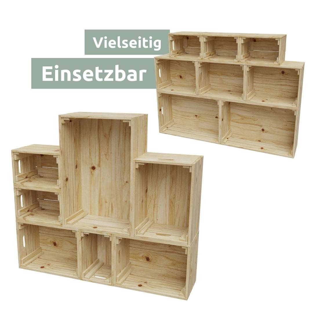 6 tlg. Set Holzkiste | Weinkiste zum Dekorieren von holz4home®Natur