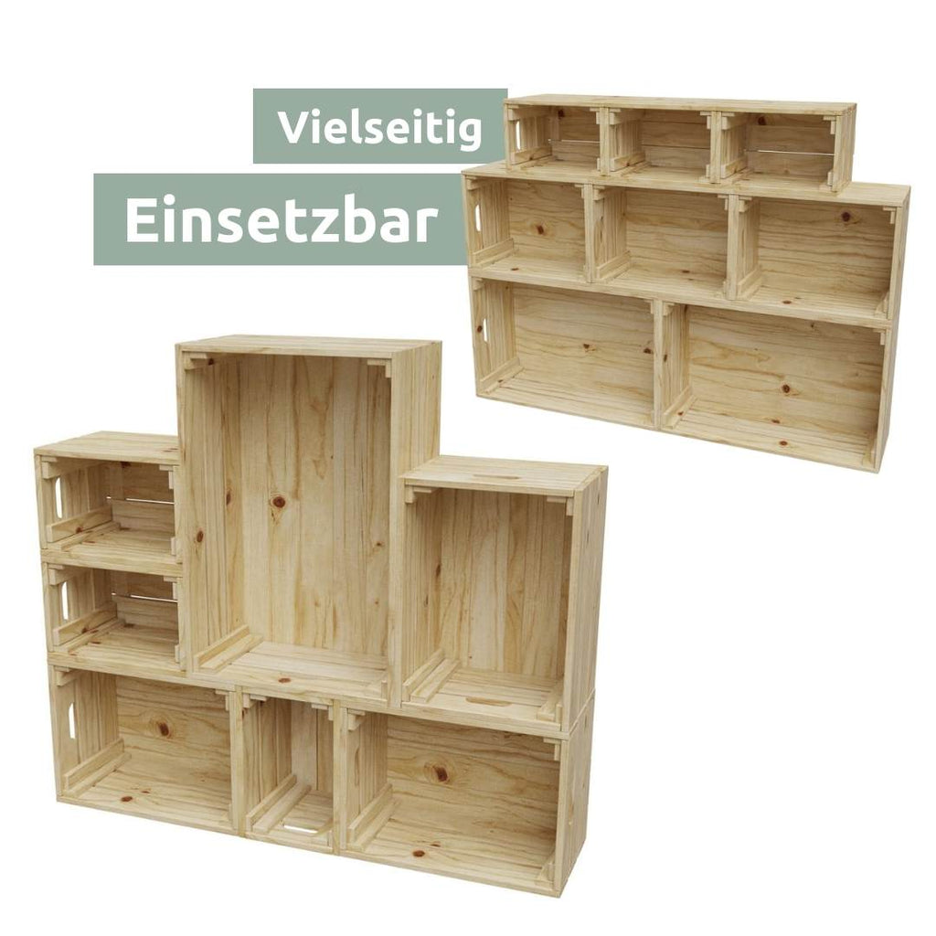 6 tlg. Set Holzkiste | Weinkiste zum Dekorieren von holz4home®Geflammt