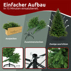 kalb | Künstlicher Weihnachtsbaum, Größe 130-220 cm, PE/PVC Kombination, Realistische Optik, Inklusive Lichterkette mit LED, Schnee-Effekt, Einfacher Aufbau, Wiederverwendbar 160cm